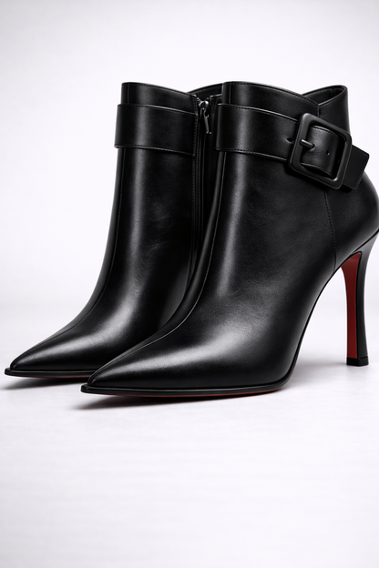 Botines Mujer Tacón Hebilla Oversize Ajuste Comodo
