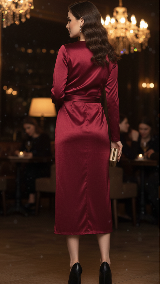 Vestido midi mujer cruzado de primavera elegante