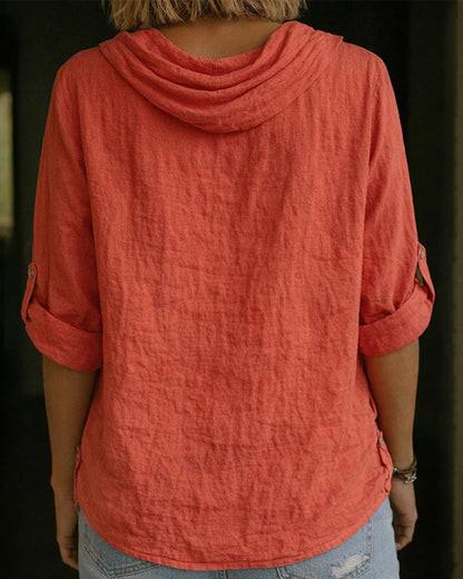 Camisa mujer de algodón cuello caído estilo clásico