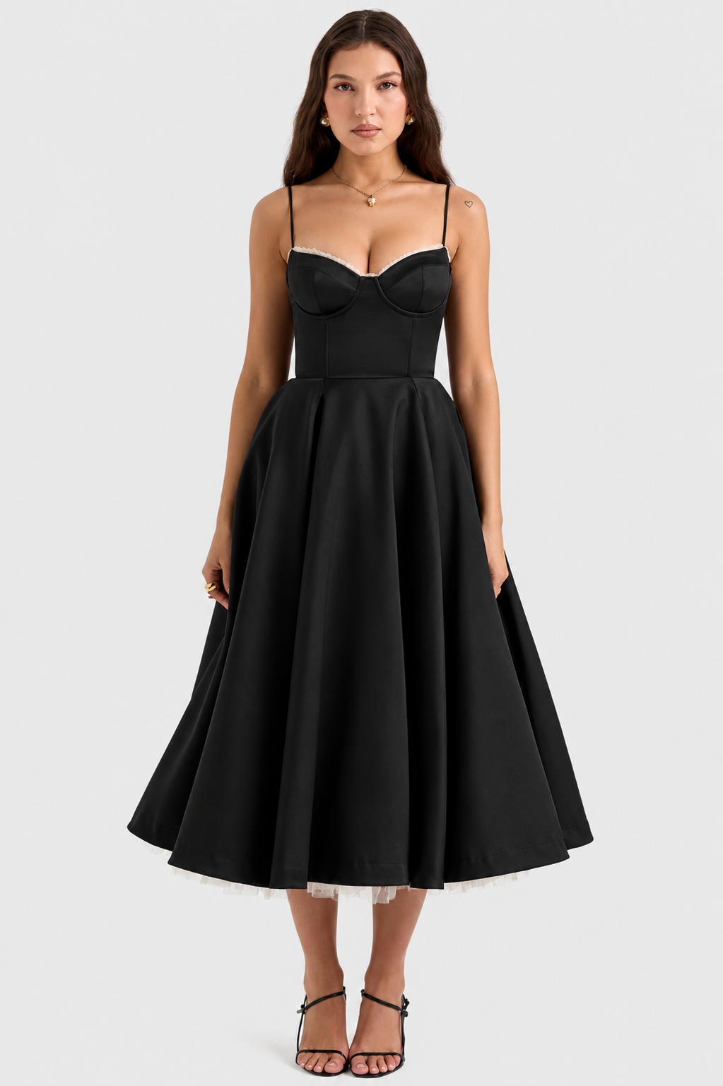 Vestido Midi Mujer de Satén Suave Ajuste Elegante