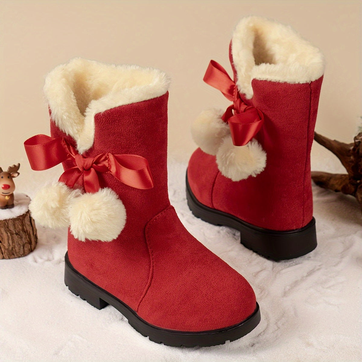 Botas de nieve niña de felpa cálida suela antideslizante