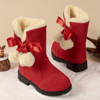 Botas de nieve niña de felpa cálida suela antideslizante