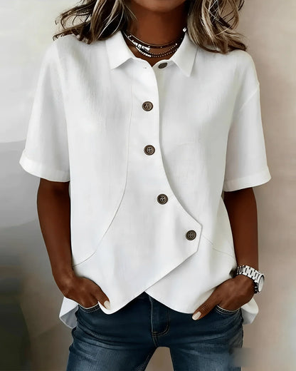 Blusa Mujer de Perlas Botones Asimétrica - Mavetta