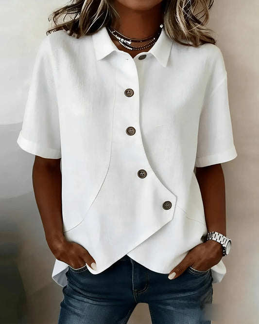 Blusa Mujer de Perlas Botones Asimétrica - Mavetta