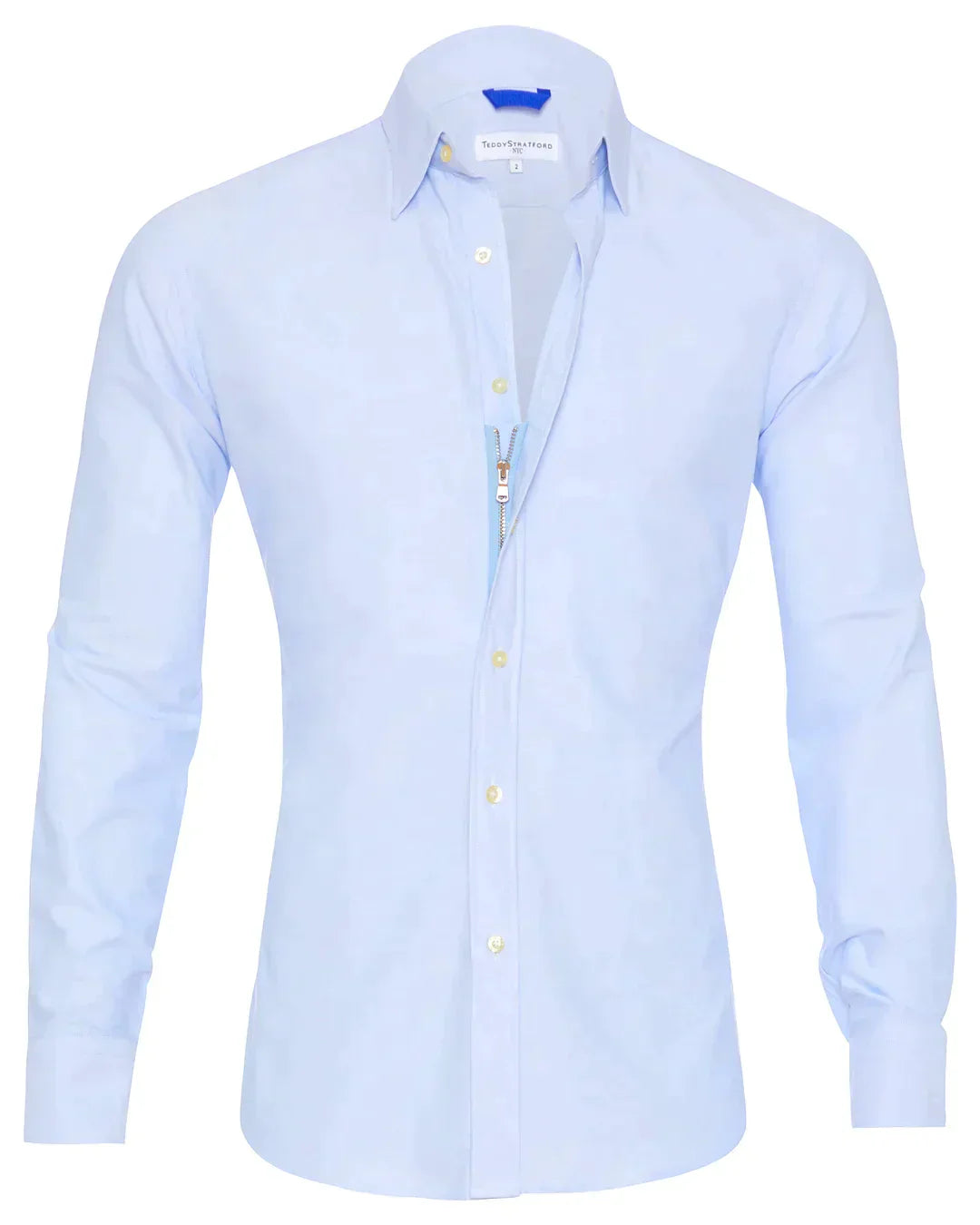 Camisa Hombre Manga Larga Cremallera Cuello Clásico