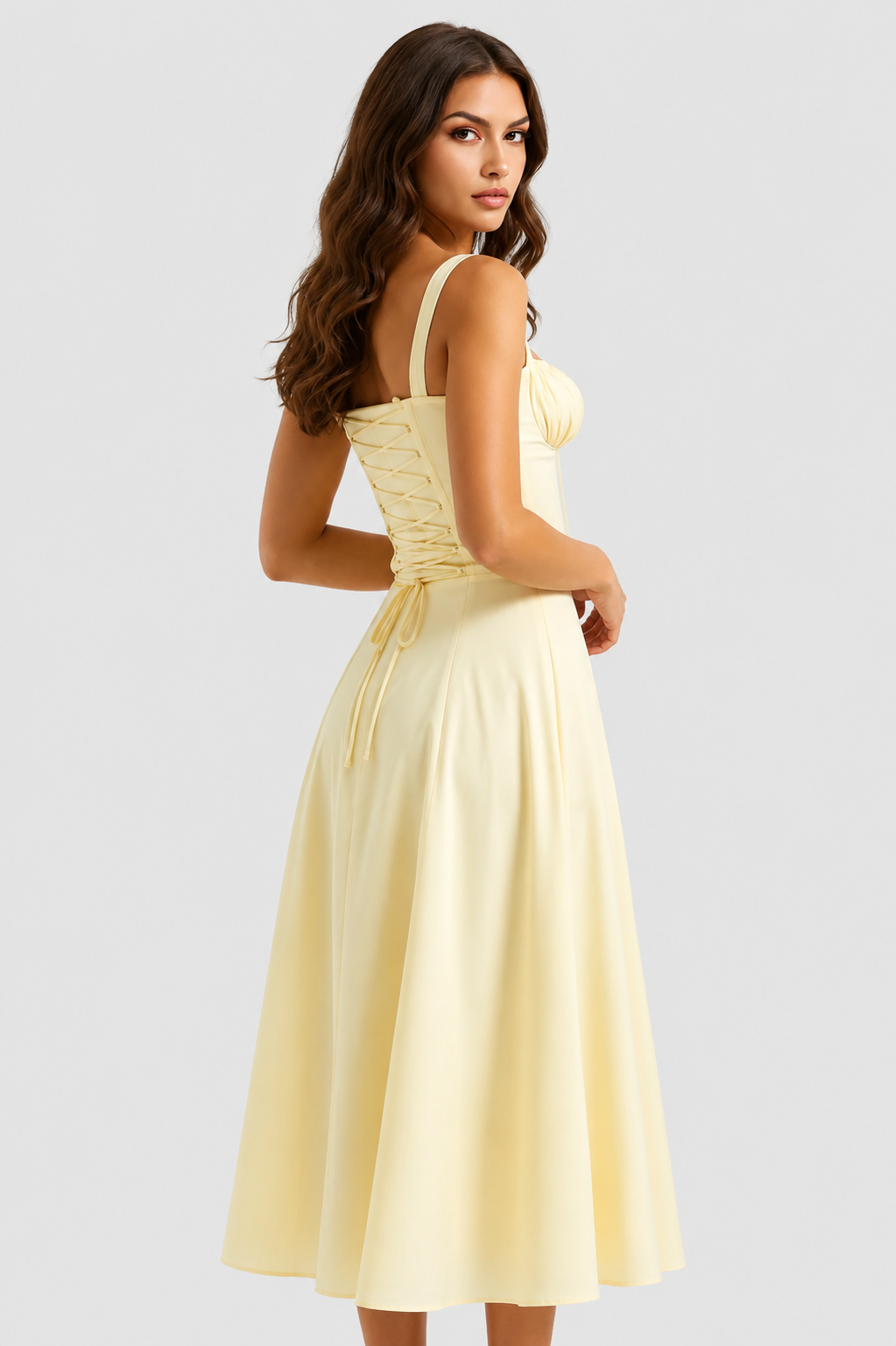 Vestido Midi Mujer con Corsé Ajustado