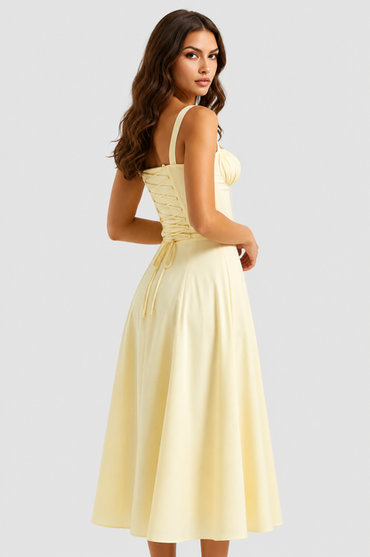 Vestido Midi Mujer con Corsé Ajustado