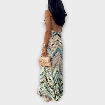 Vestido Largo Mujer de Punto Escote en V Ajuste Holgado