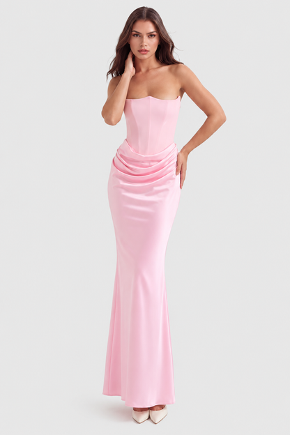 Vestido largo mujer con corsé estructurado