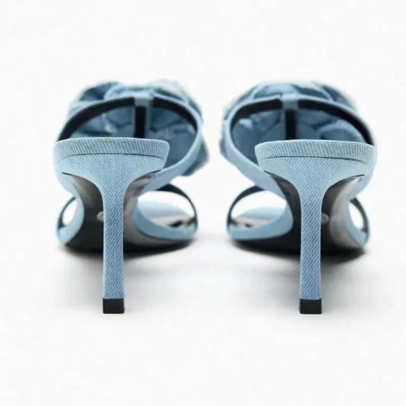 Sandalias Tacón Alto Mujer Flor Decorativa Ajuste Comodo