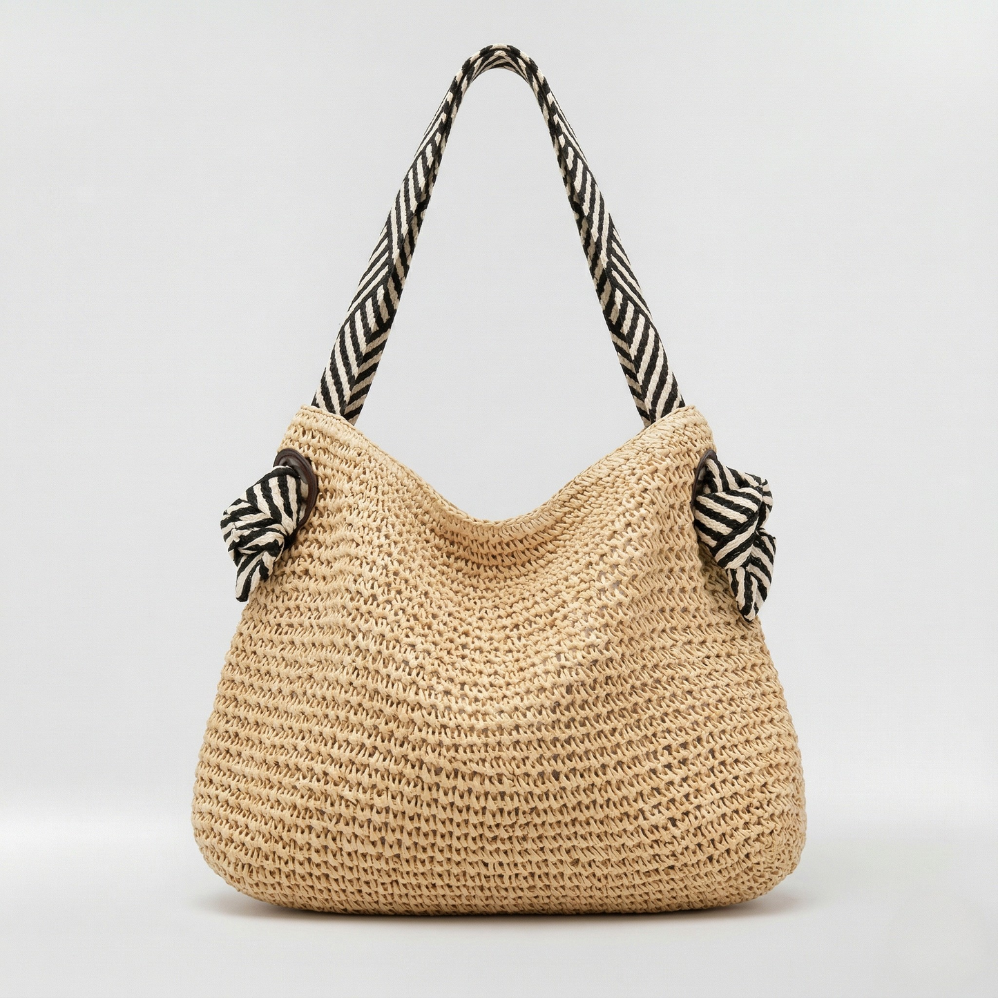 Bolso de Mano Mujer de Paja Entretejida Asas Hombro Nudos