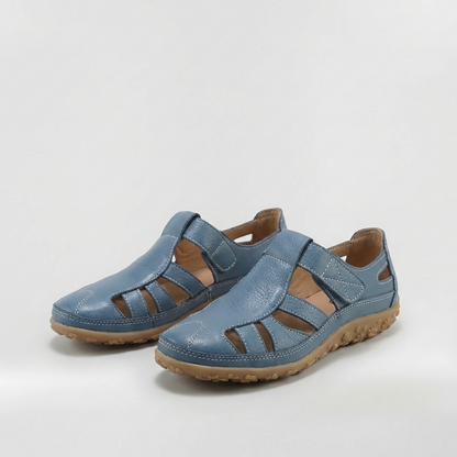 Sandalias Cerradas Mujer de Cuero con Tiras Suela Confortable