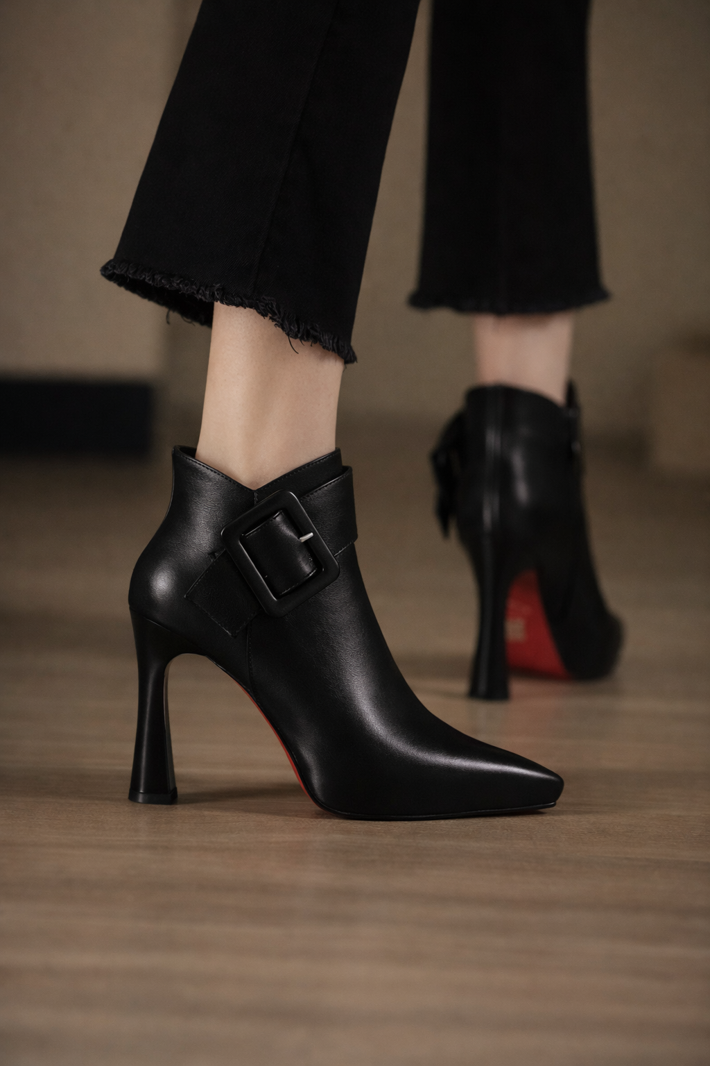 Botines Mujer Tacón Hebilla Oversize Ajuste Comodo