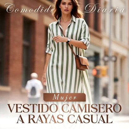 Vestido camisero mujer de rayas largo