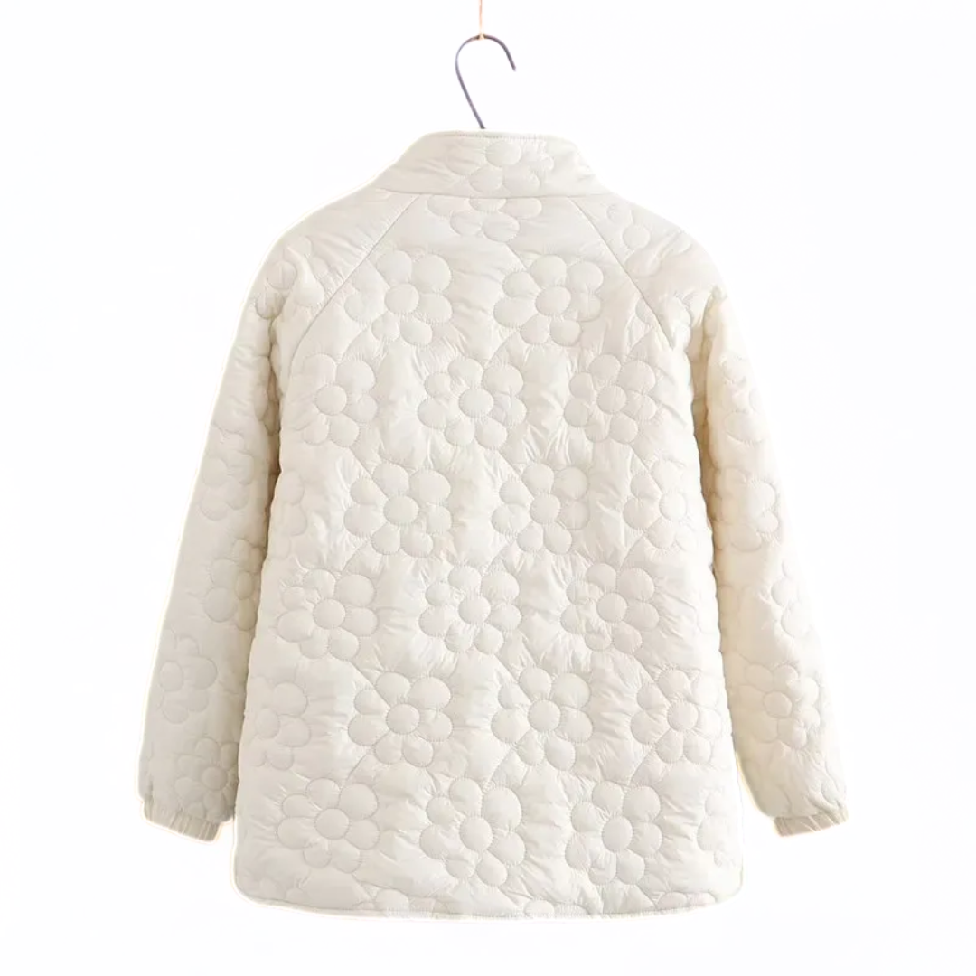 Abrigo Mujer Invierno Tela Estampada Flores Prensadas