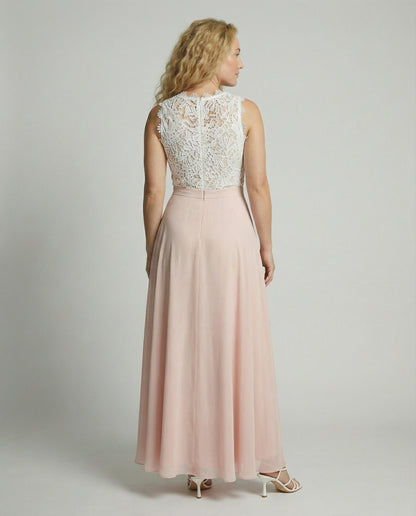Vestido maxi mujer de encaje y falda evasé formal