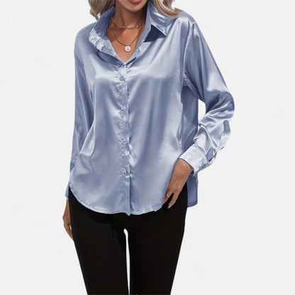 Camisa Mujer de Satén Cuello Clásico