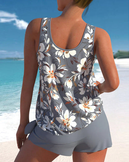 Conjunto Tankini Mujer Sin Mangas y Pantalones Cortos Playa