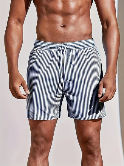 Bañador Corto Estampado Geométrico Hombre Cordón Ajustable