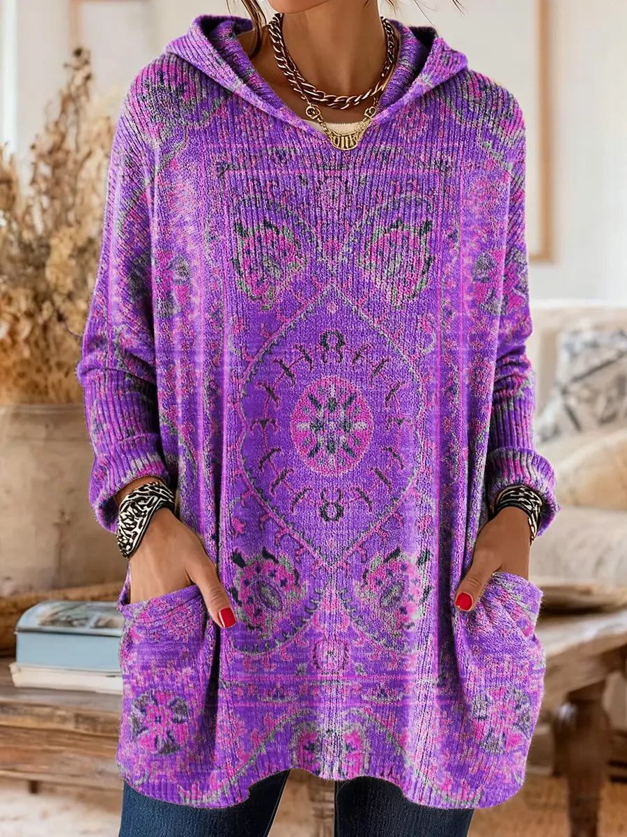 Túnica mujer con capucha estampada cómoda y cálida
