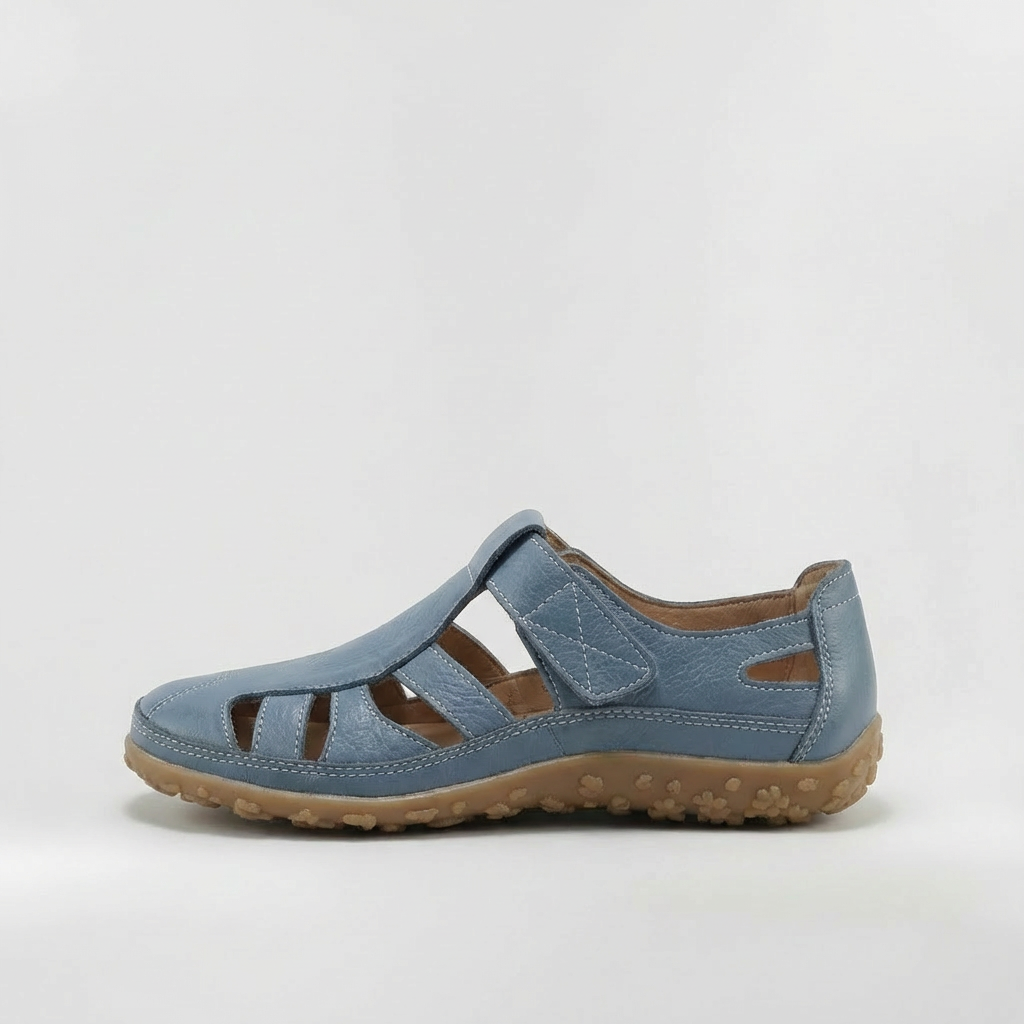 Sandalias Cerradas Mujer de Cuero con Tiras Suela Confortable