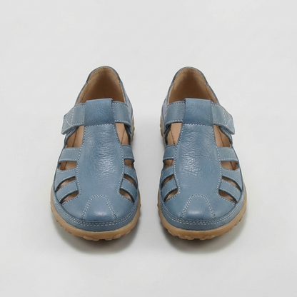 Sandalias Cerradas Mujer de Cuero con Tiras Suela Confortable