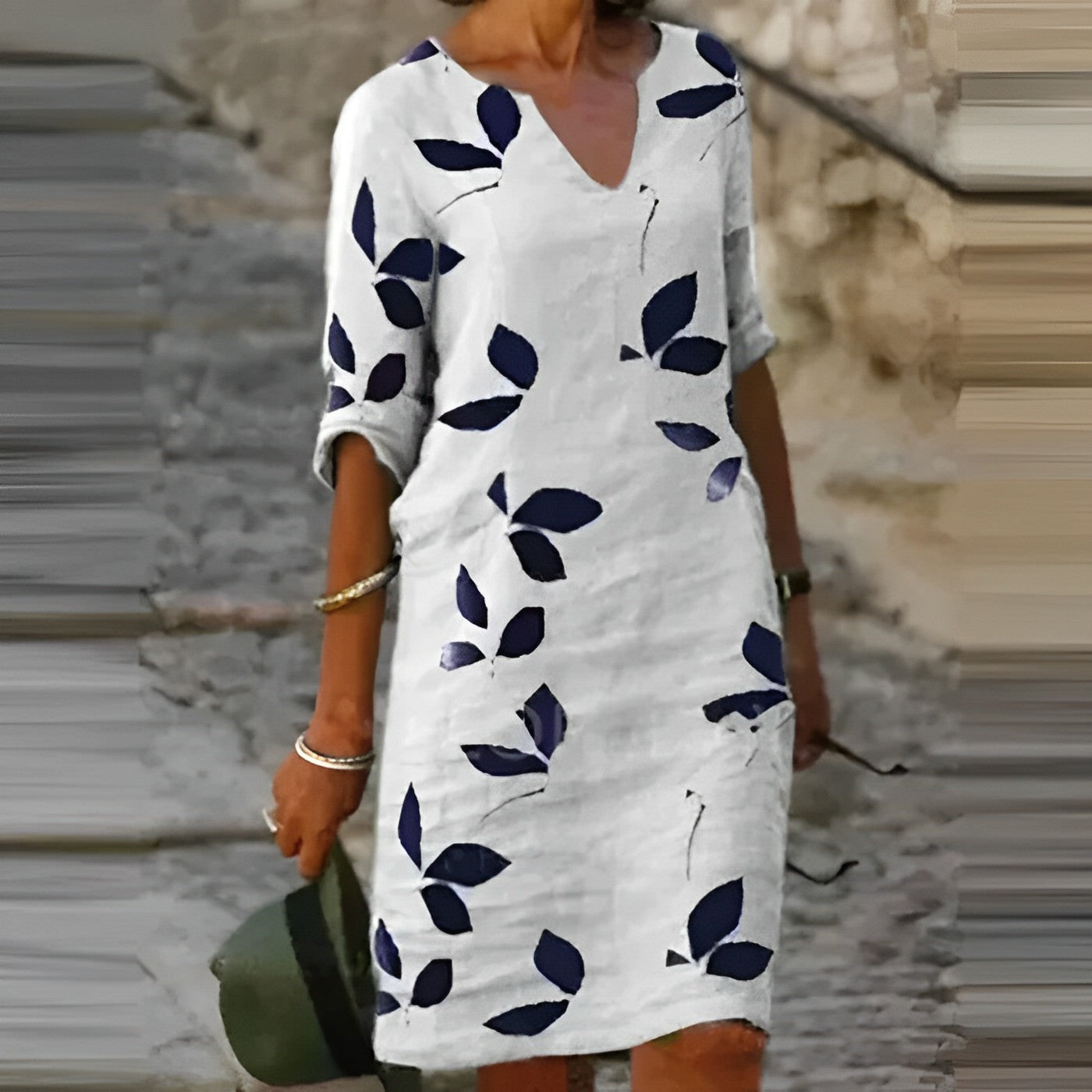 Vestido Mini Mujer de Algodón Cuello en V Estilo Boho - Mavetta