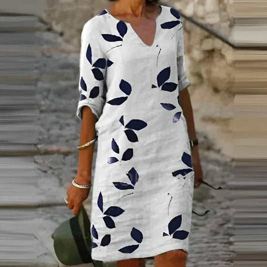 Vestido Mini Mujer de Algodón Cuello en V Estilo Boho - Mavetta