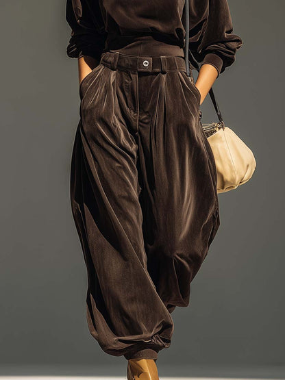 Conjunto Mujer de Terciopelo Sudadera Capucha y Pantalón Holgado