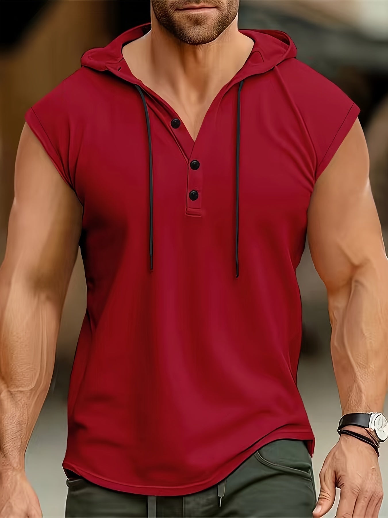 Camisa sin mangas hombre tejido transpirable con capucha