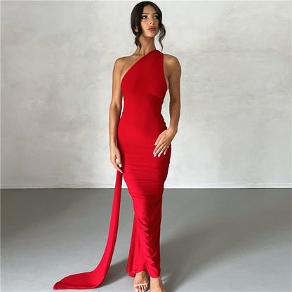 Vestido Largo Mujer Ajustado Fruncido Espalda Descubierta Fiesta - Mavetta