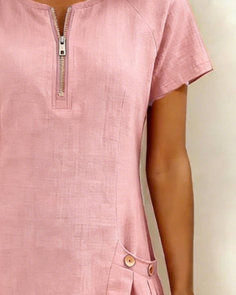 Vestido recto mujer con cremallera y bolsillos