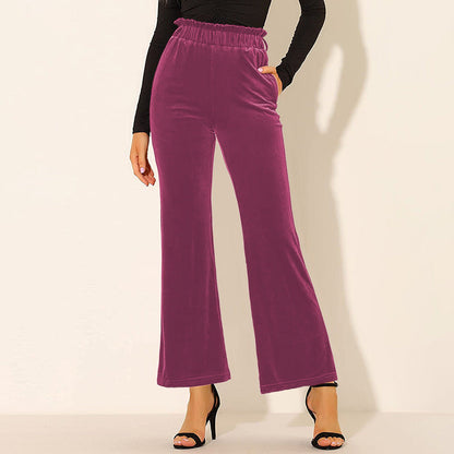 Pantalones Mujer Algodón Cintura Alta Elásticos con Bolsillos - Mavetta