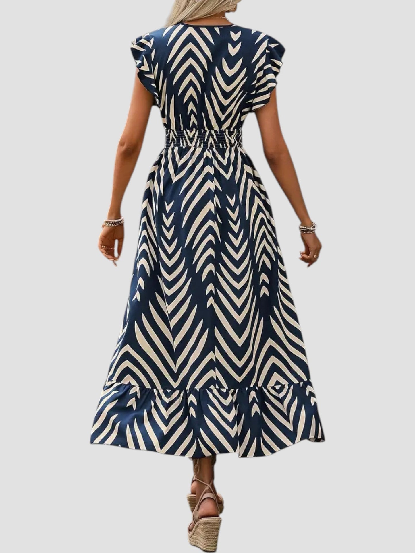 Vestido Mujer Verano Escote en V Estampado Grafico
