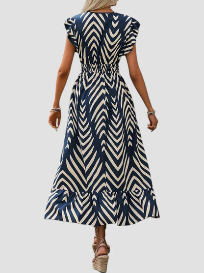 Vestido Mujer Verano Escote en V Estampado Grafico