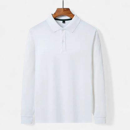 Polo hombre de algodón perlado manga larga estilo business