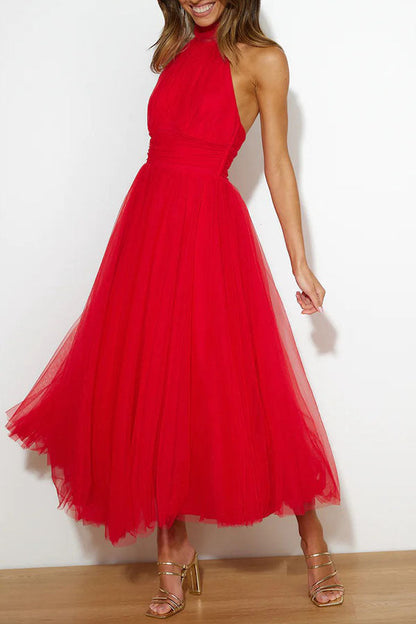 Vestido largo Mujer sin mangas Escote halter maxi