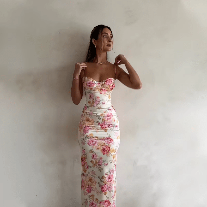 Vestido maxi mujer Ligero Estampado floral Veraniego - Mavetta