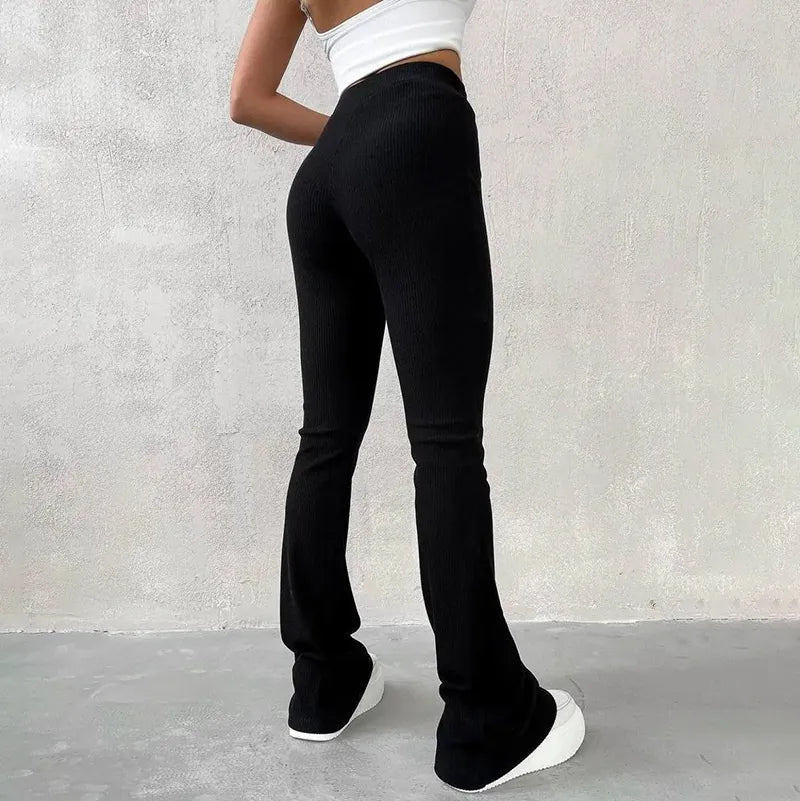 Pantalón Mujer Corte Flare Cintura Alta