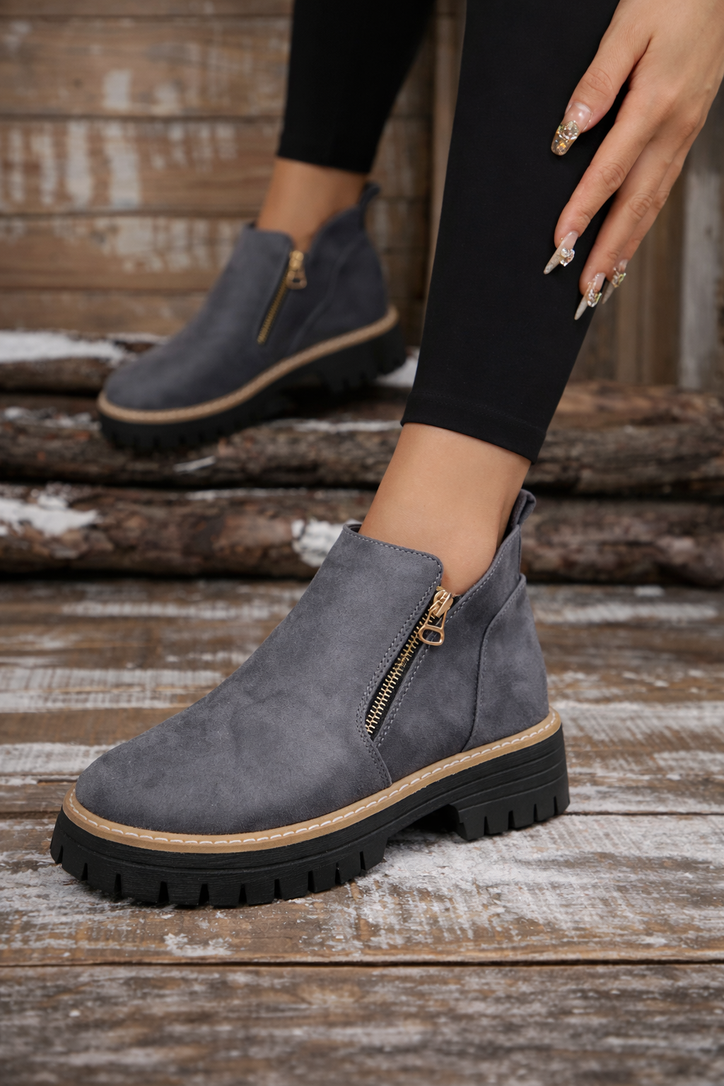 Botines mujer de piel y suela antideslizante