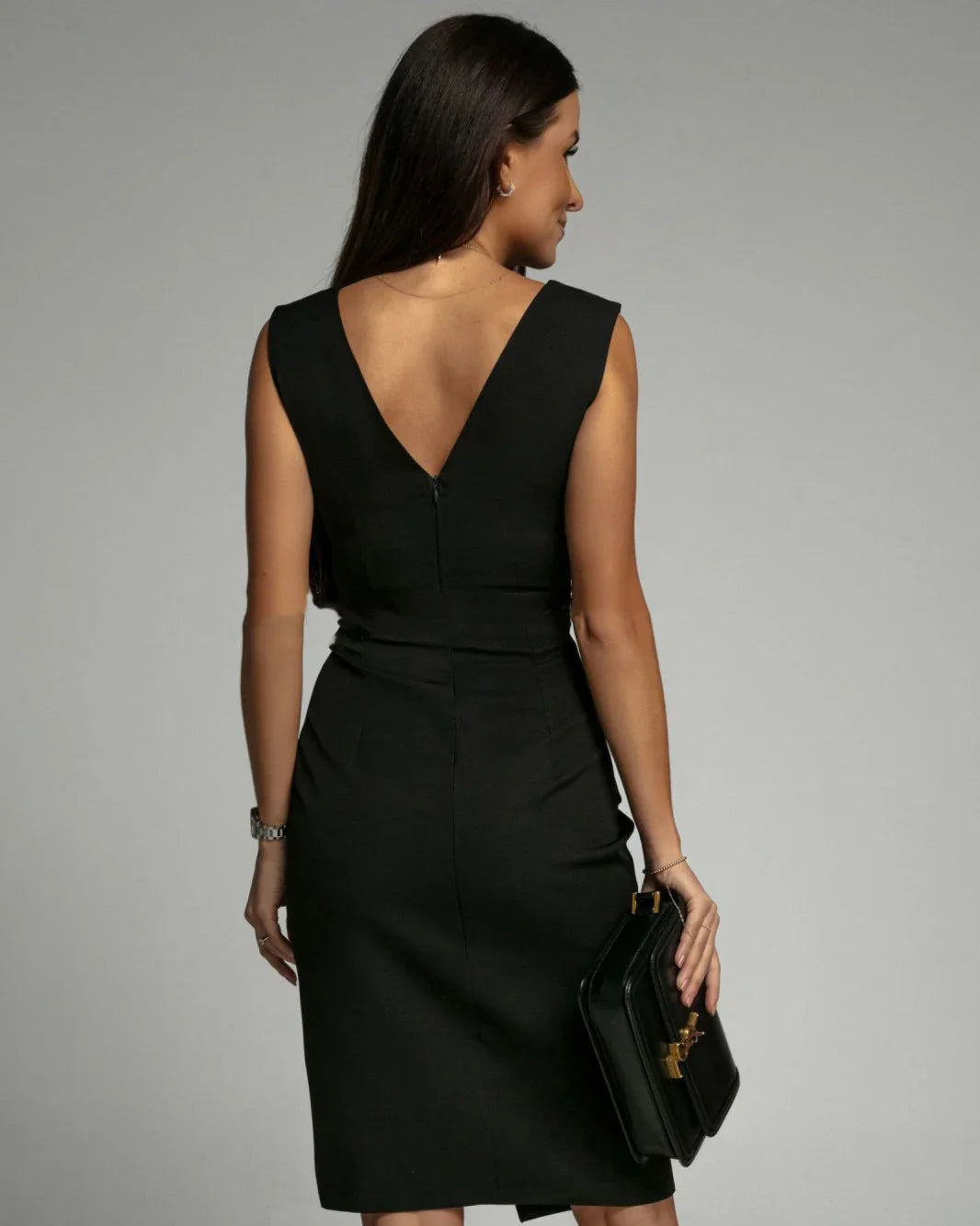 Vestido Mujer Drapado con Abertura Lateral Elegante