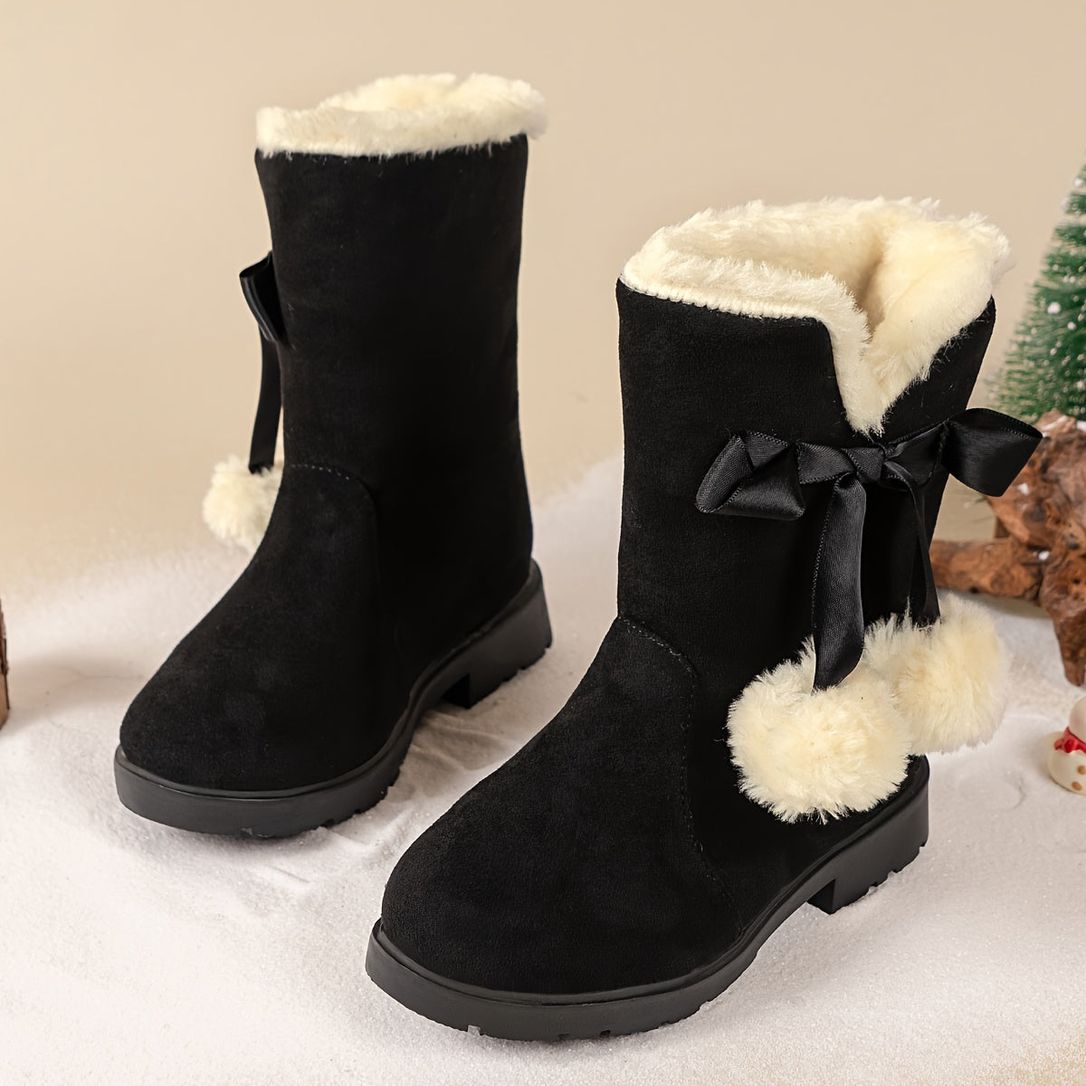 Botas de nieve niña de felpa cálida suela antideslizante