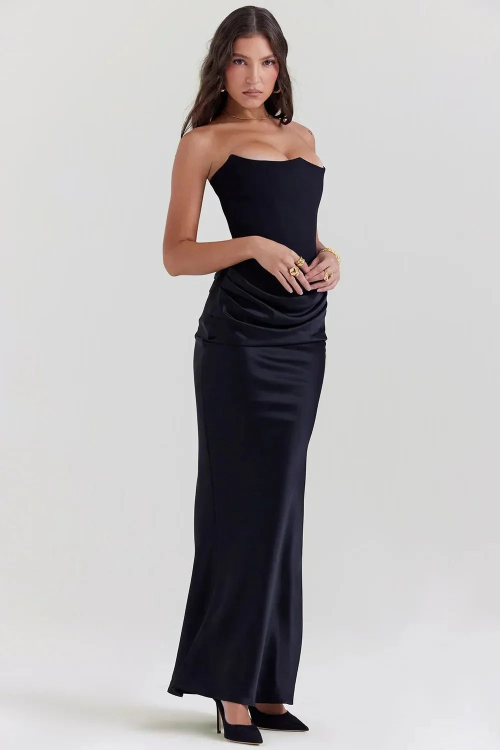 Vestido largo mujer sin mangas elegante fiesta gala