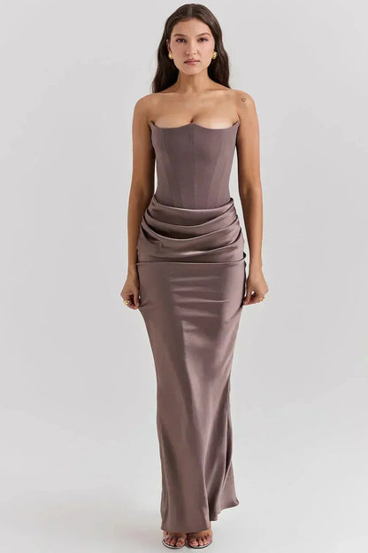 Vestido largo mujer sin mangas elegante fiesta gala