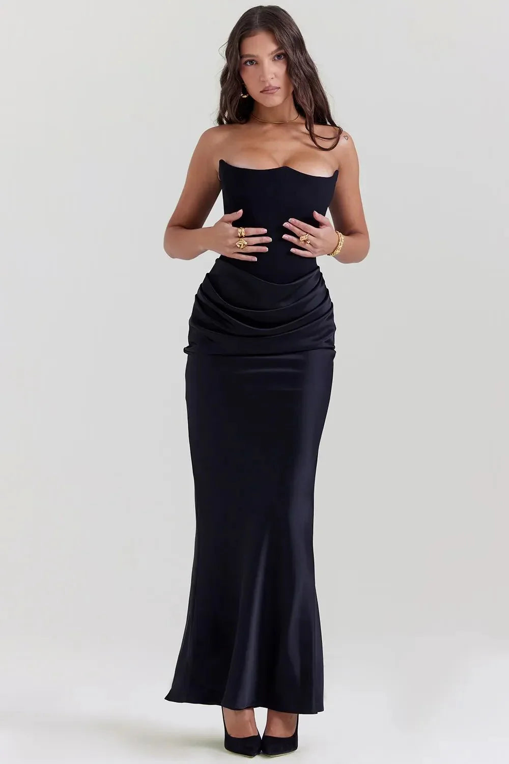 Vestido largo mujer sin mangas elegante fiesta gala
