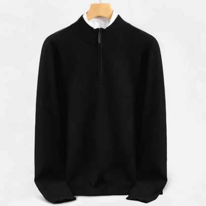 Suéter Hombre Lana Merino Media Cremallera Cuello Semi Alto