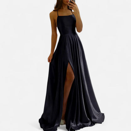 Vestido maxi mujer con tirantes y abertura elegante