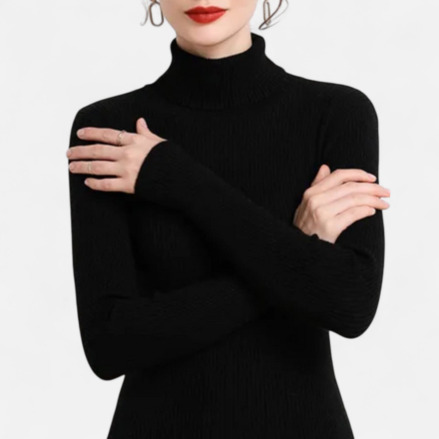 Jersey Mujer de Cachemira Cuello Alto Elegante