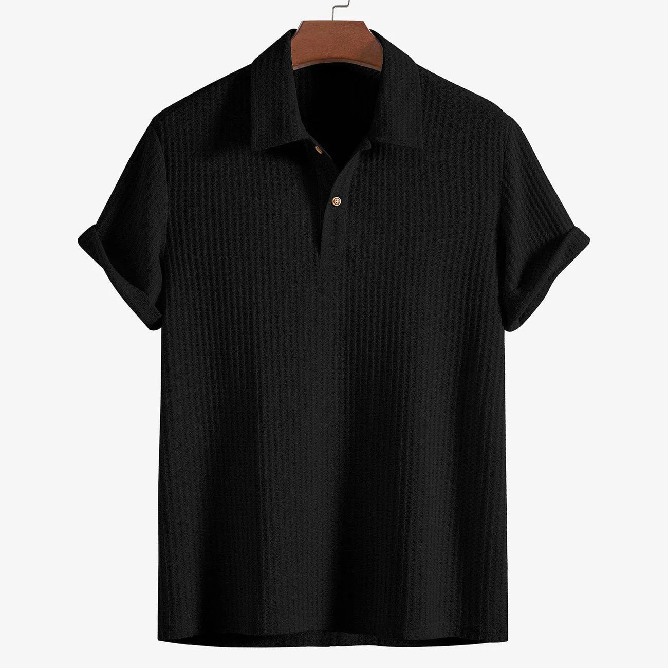 Polo Hombre de Punto Textura Rejilla Manga Corta Cuello Solapa