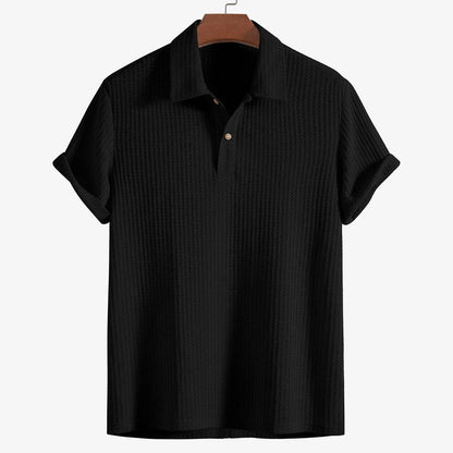Polo Hombre de Punto Textura Rejilla Manga Corta Cuello Solapa
